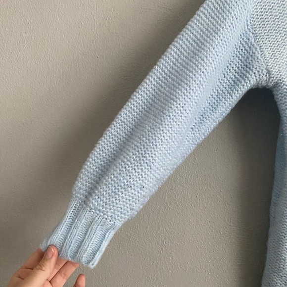 Aerie Womens Sweater Size Small Wool Blend Light Blue Knit Winter Cozy - Picture 3 of 8